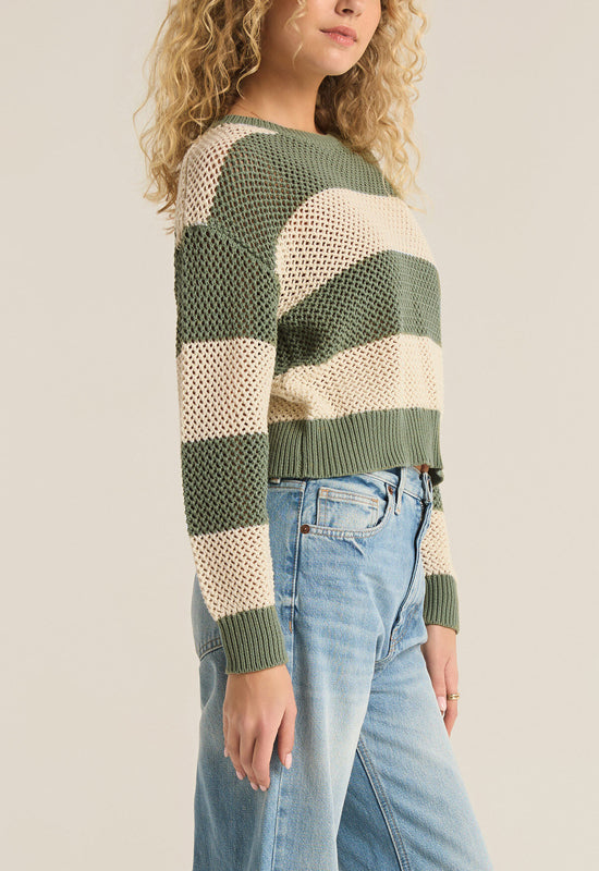 Z Supply - Broadbeach Stripe Sweater Palm Green