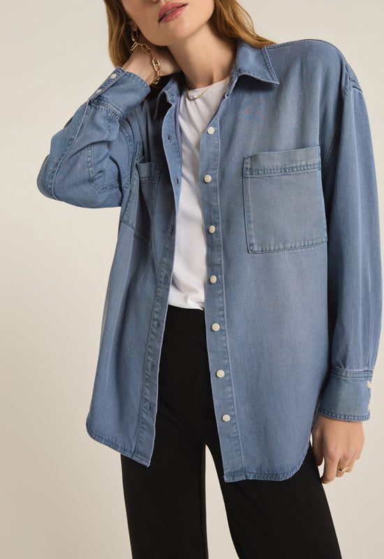 Z Supply - Colbie Chambray Top Sun Bleached indigo