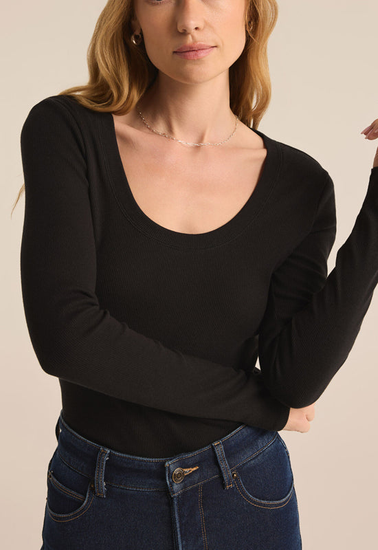 Z Supply - Sirena Rib Long Sleeve Tee Black