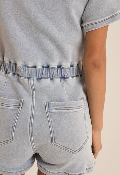 アリスマッコール デニムロンパース Z Supply - Elias Denim Romper Sun Bleach