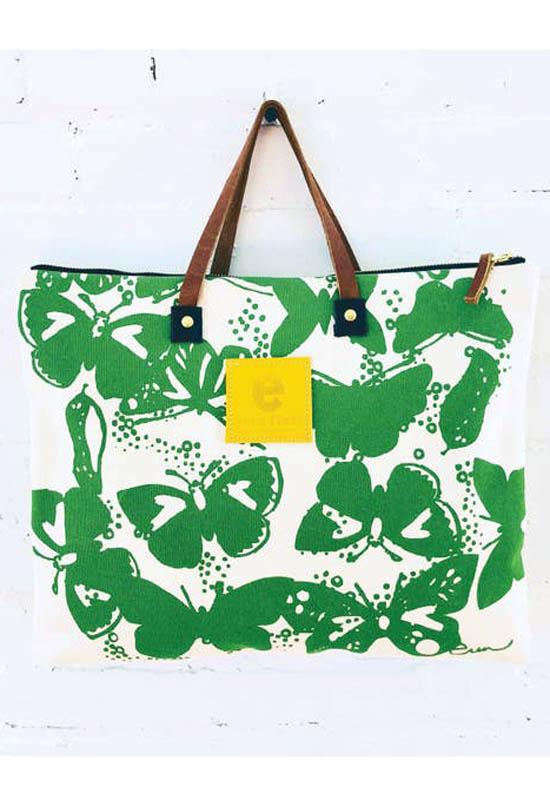 Erin Flett - Kelly Green Butterflies Folder Tote Bag