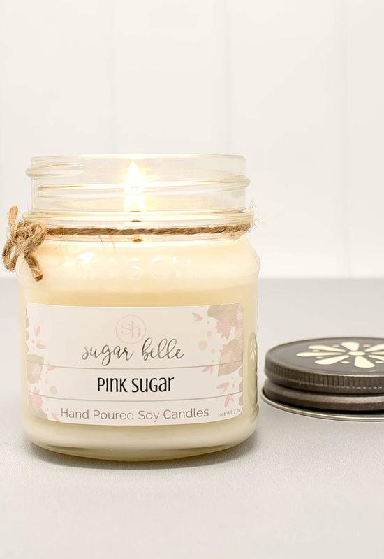 Sugar Belle - Pink Sugar Mason Jar Soy Candle 8OZ