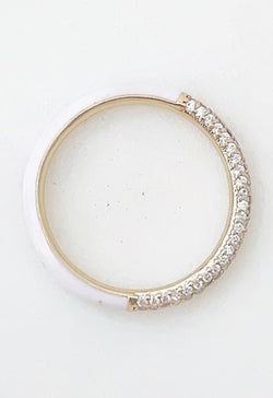 White Enamel & Cubic Zirconia Band Ring