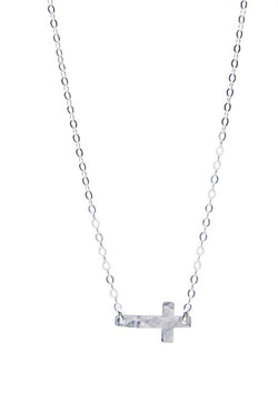 Sideway Cross Necklace - Sterling Silver