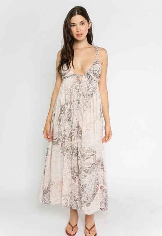 Long Back Tie Dress - Taupe Snake