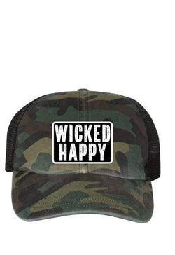 Wicked Happy - Camo Green Trucker Hat