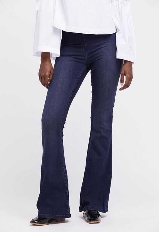 Free People - Rich Blue Flare Penny Pull-On Pants