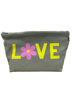 Quilted Koala - Olive Clutch Yellow Pink Daisy Love