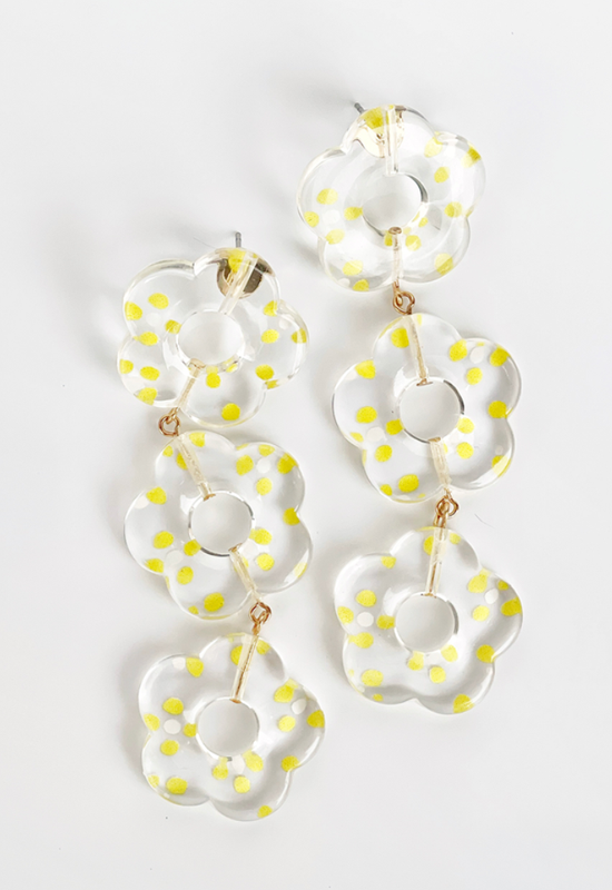 Tiered Daisy Earrings Yellow Clear