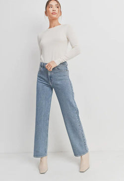 Just Black - High Rise Full Length Straight Leg Light Denim