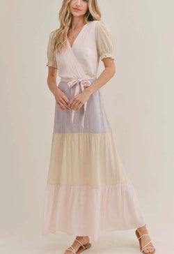Sadie & Sage - Beach Town Tiered Maxi Dress Pink Multi