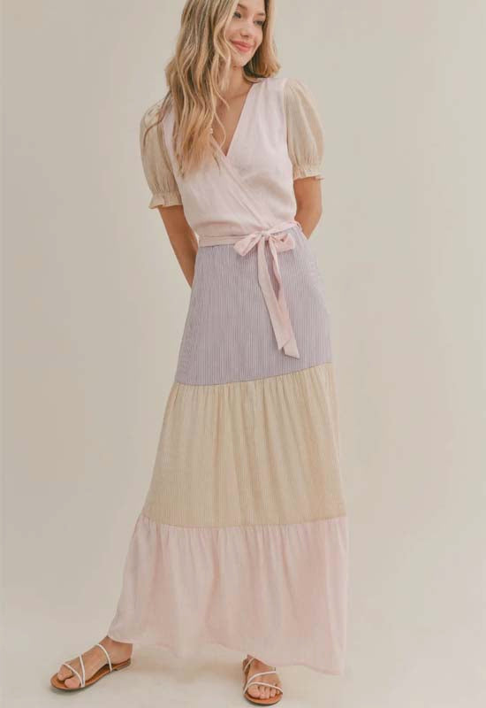 Sadie & Sage - Beach Town Tiered Maxi Dress Pink Multi