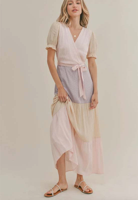 Sadie & Sage - Beach Town Tiered Maxi Dress Pink Multi