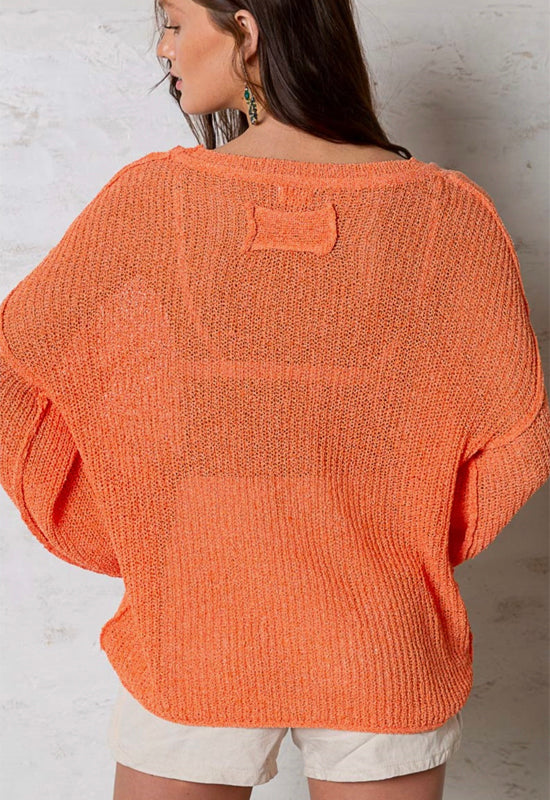 Outseam Long Sleeve Thin Sweater - Orange