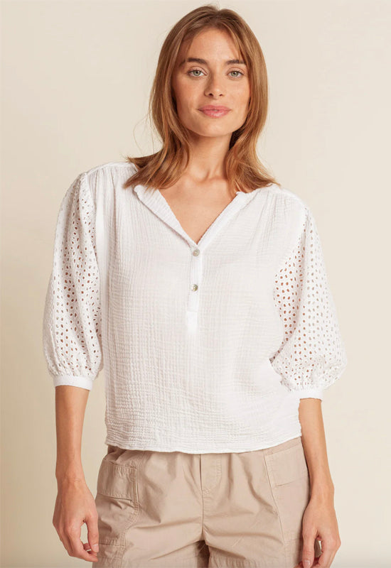 Red Haute - Bishop Sleeve Blouse White