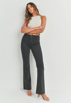 Just Black - High Rise Scissor Cut Flare Jean Dark Chocolate