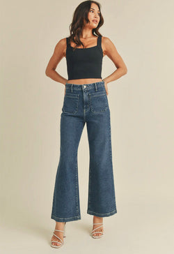 Just Black - Patch Pocket Wide Leg Jean Dark Denim