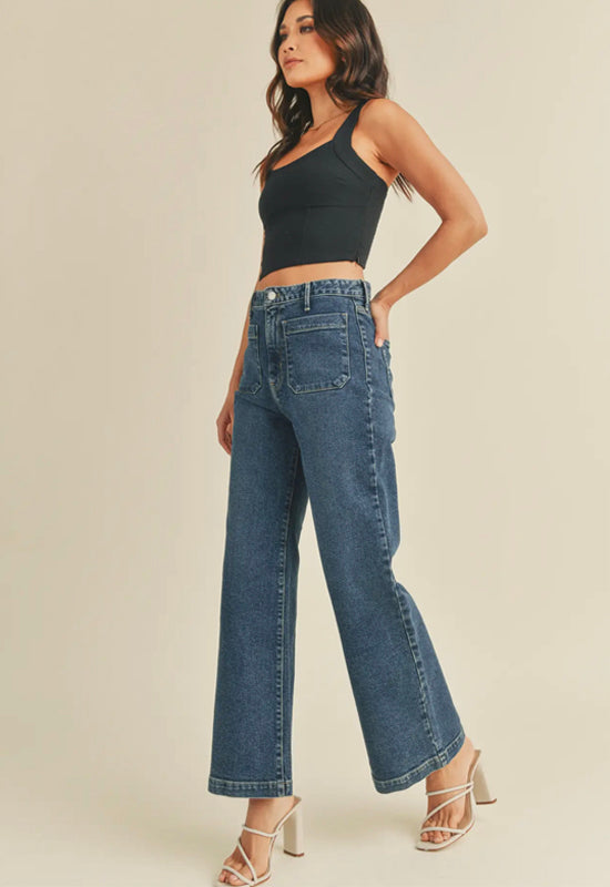 Just Black - Patch Pocket Wide Leg Jean Dark Denim