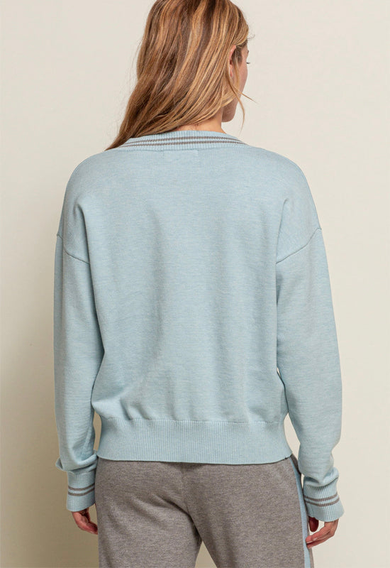 Red Haute - V-Neck Sweater Grey Blue