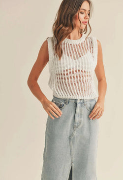 Sleeveless Knit Top - Off White