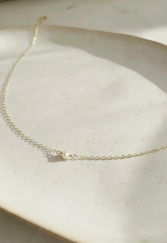 Mini Pearl Necklace 16" - 14K Gold Plated