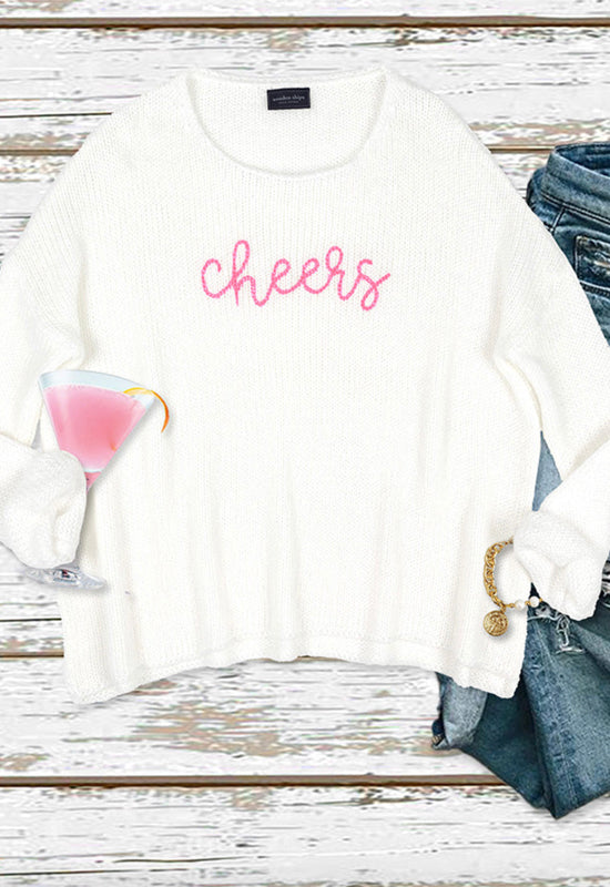 Wooden Ships - Cheers Embroidered Crew Pure Snow Pretty Pink
