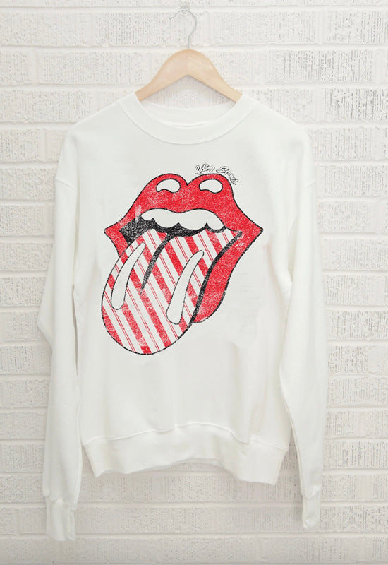 LivyLu - Rolling Stones Candy Cane Lick Sweatshirt