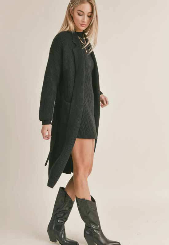 Sage The Label - Krissy Belted Sweater Duster Black