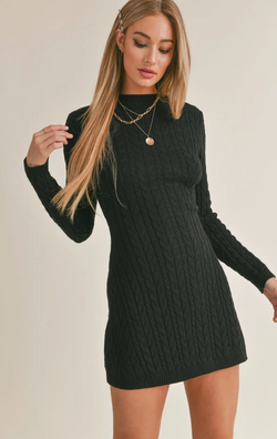Sage The Label - Briana Cable Sweater Dress Black