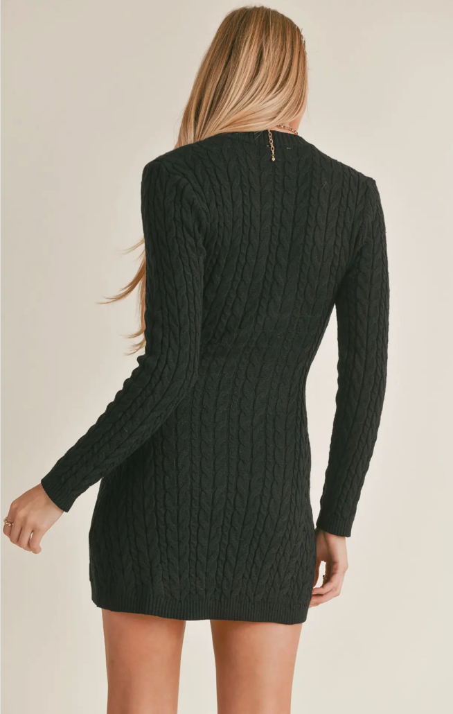 Sage The Label - Briana Cable Sweater Dress Black