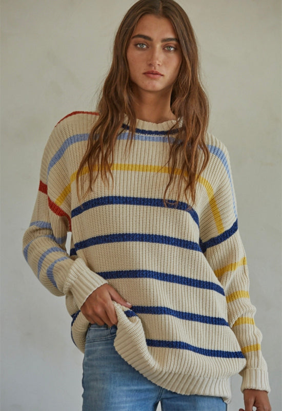 Knit Striped Sweater - Natural Multi