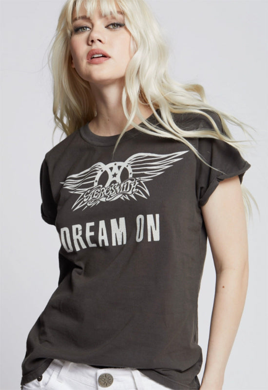 Recycled Karma - Aerosmith Dream On Graphic Tee Vintage Black