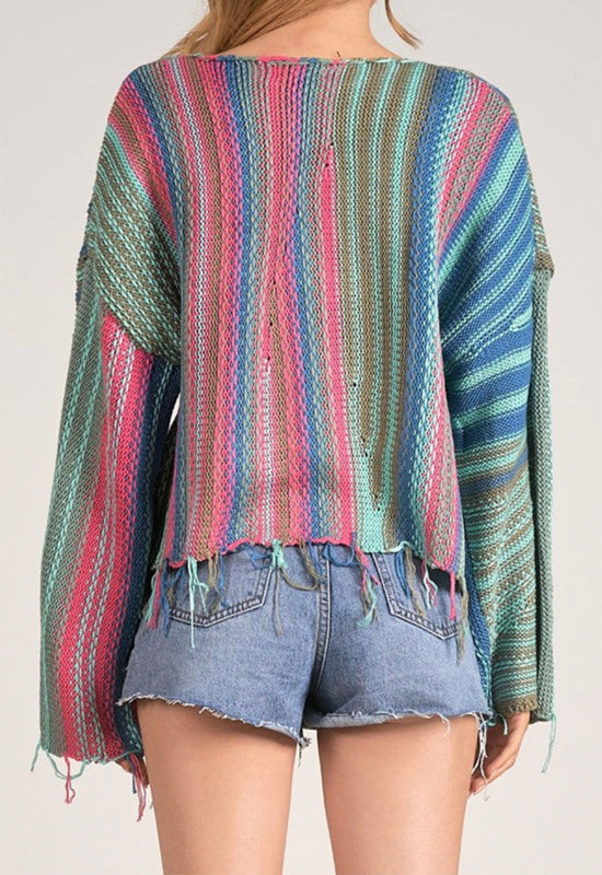 Elan - Boho Sweater Turquoise Multi
