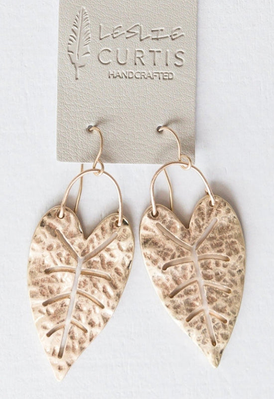 Aiden Matte Leaf Earrings - Gold