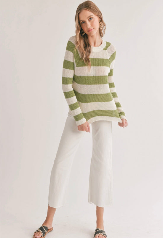 Sadie & Sage - Clem Striped Sweater Ivory Green