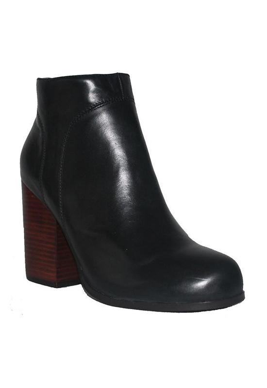 Kixters Chelsea - Black Leather Side Zip Block Heel Short Boot