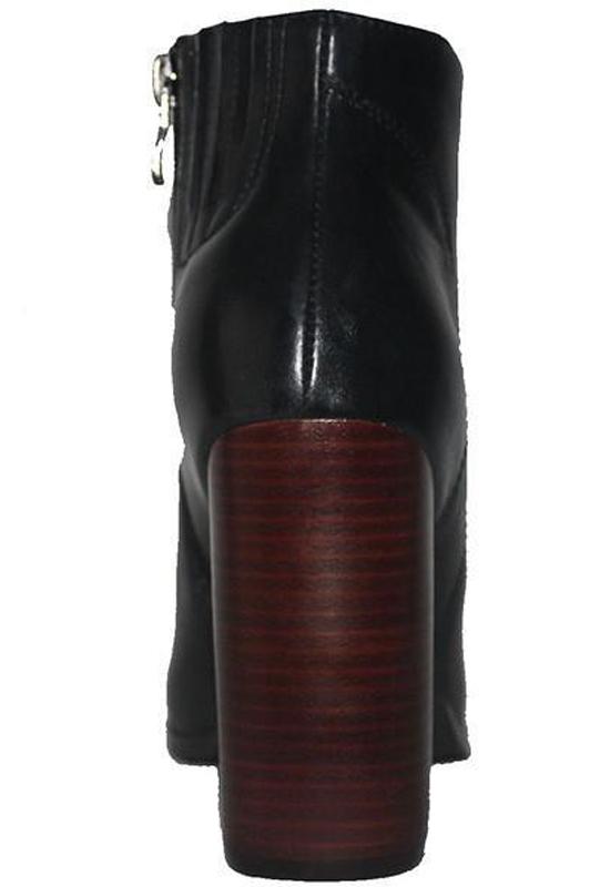 Kixters Chelsea - Black Leather Side Zip Block Heel Short Boot