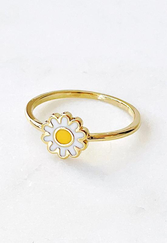 Daisy Enamel Gold Ring