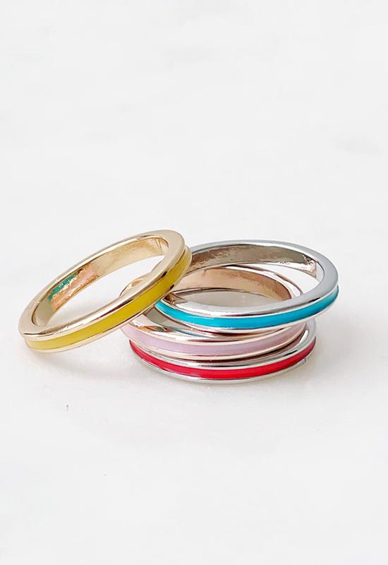Colorful Multi Band Ring Set