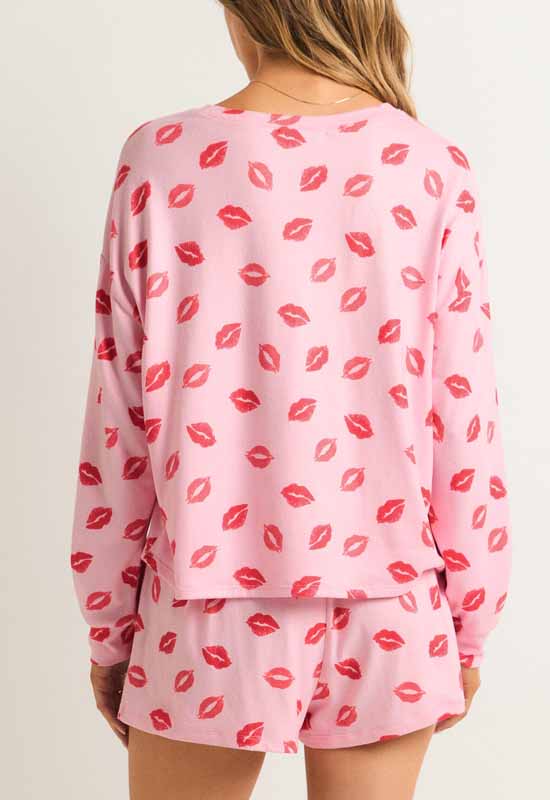 Z Supply - Pucker Up Kisses Long Sleeve Top Cotton Candy