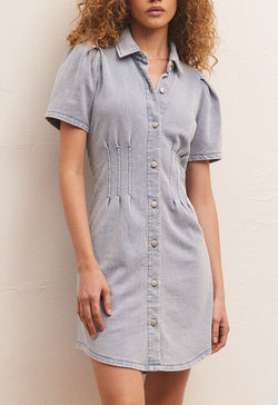 Z Supply - Kelsey Knit Denim Shirt Dress Washed Indigo